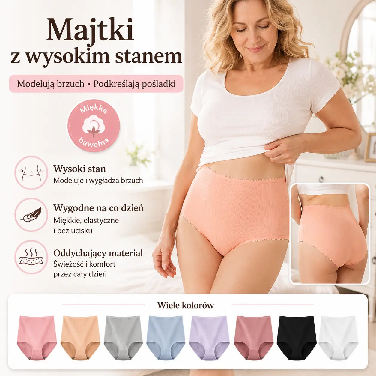 【 8 szt】Koszt jednego zestawu 119 zł🌸Ostatni dzień 50% zniżki - Wodoodporne, antybakteryjne majtki z wysokim stanem