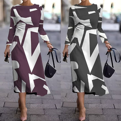 💥【Najprodavanije】🍂👗 Jesensko-zimska haljina s geometrijskim printom, moderna i svestrana, topla i udobna