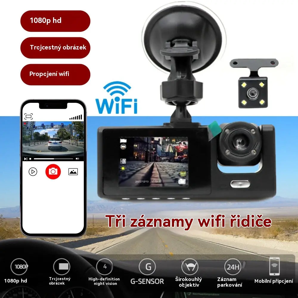 🚗🚗Nahrávejte v HD 1080p rozlišení zevnitř vozu pomocí couvací kamery.