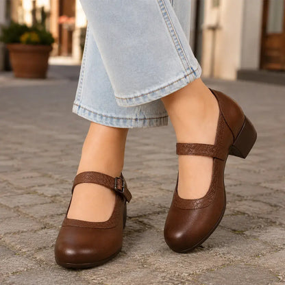 【35-40】👠Klasyczna sylwetka Mary Jane — ponadczasowy design retro w połączeniu z nowoczesnym, grubym obcasem, idealna zarówno do pracy, jak i na specjalne okazje.