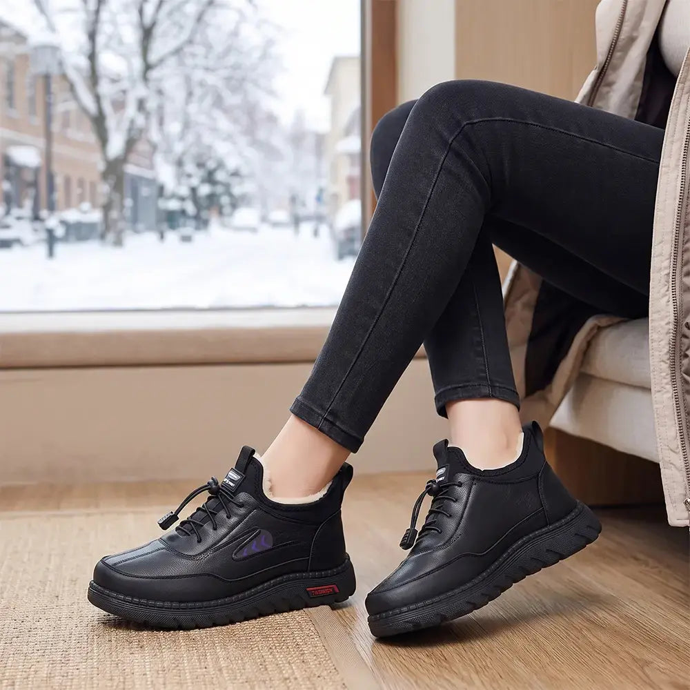 【35-41】Nowe damskie buty zimowe dla mam i seniorek – ocieplane, grube, z wełny owczej, ciepłe, wodoodporne, krótkie botki