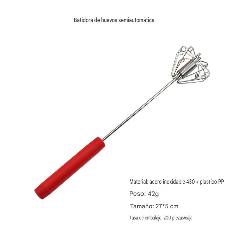 🥳Compra 1 y llévate 1 gratis💪 ¡50% de descuento! Batidor de huevos manual semiautomático: presiona y gira, sin electricidad. Bate huevos y nata en segundos. ¡Cuida tus muñecas! ✨🧁