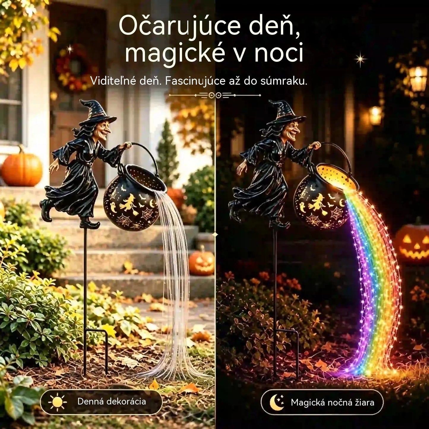 🧙‍♀️🎃 Záhradná lampa Čarodejnícky kotol s LED svetlom – Úžasná vonkajšia dekorácia 🔮✨