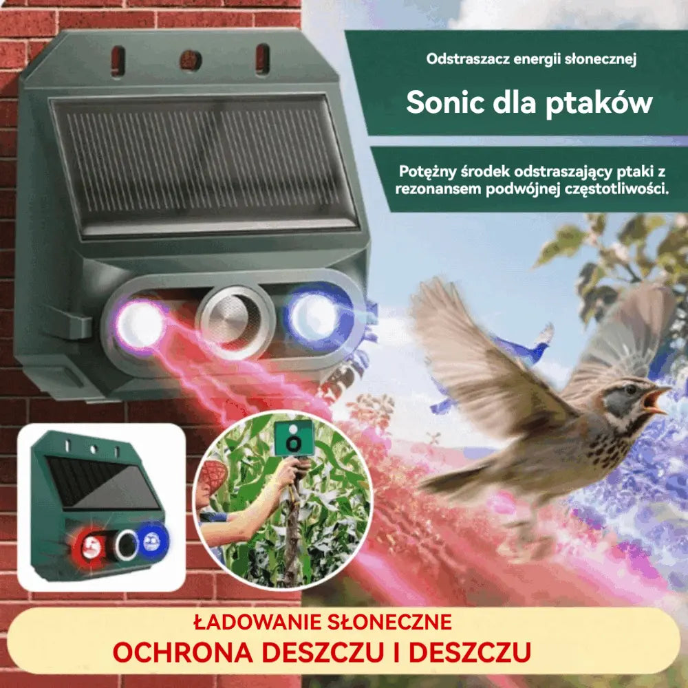 🔥Odstraszacz zwierząt zasilany ultradźwiękami na zewnątrz: Odstrasza ptaki i zwierzęta.