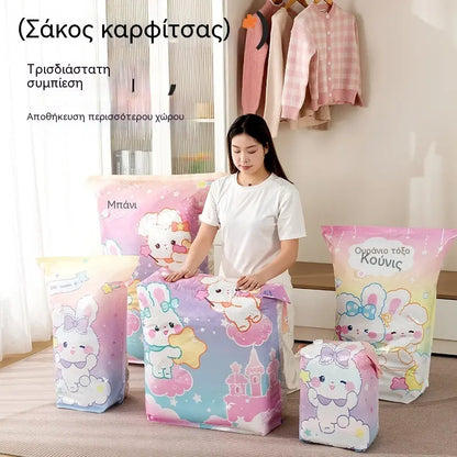 🧳【Σετ 5 τεμαχίων】💨 Μεγάλη, συμπιέσιμη τσάντα αποθήκευσης κενού αέρος: δεν απαιτείται αντλία, στεγανή και ιδανική για εξοικονόμηση χώρου στις βαλίτσες και στο σπίτι ✈️