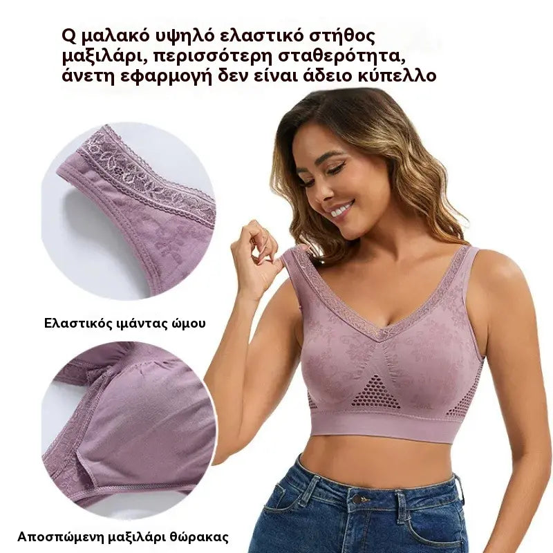 😍❤️40-120 κιλά【Συσκευασία 3】✨ Σουτιέν με δαντέλα χωρίς λάστιχο και υψηλή στήριξη για γυναίκες