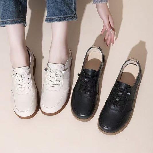 🔥🥿【35-40】Zapatos informales de cuero genuino para mujer - sin cordones, cómodos, suela blanda, primavera-otoño