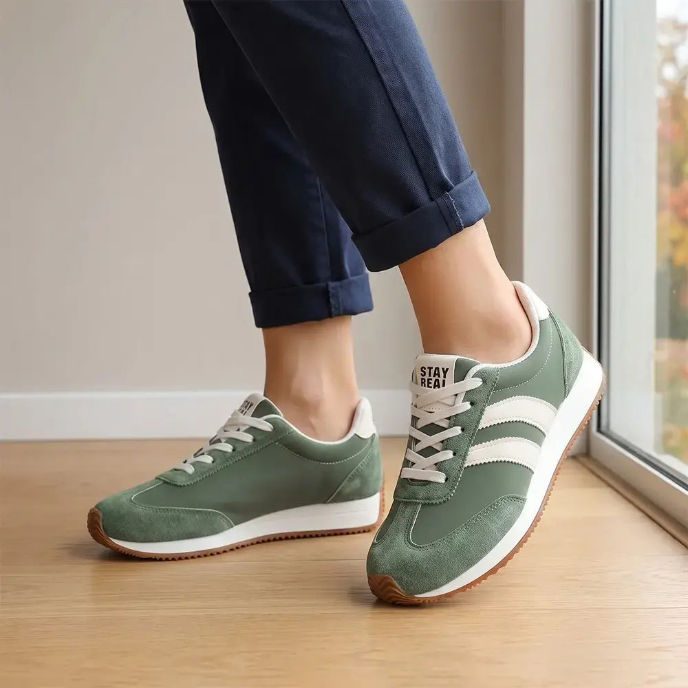 【36-42】Damskie buty sportowe w stylu retro – wielokolorowe, niskie, z okrągłym noskiem, na sznurówki, w dużych rozmiarach