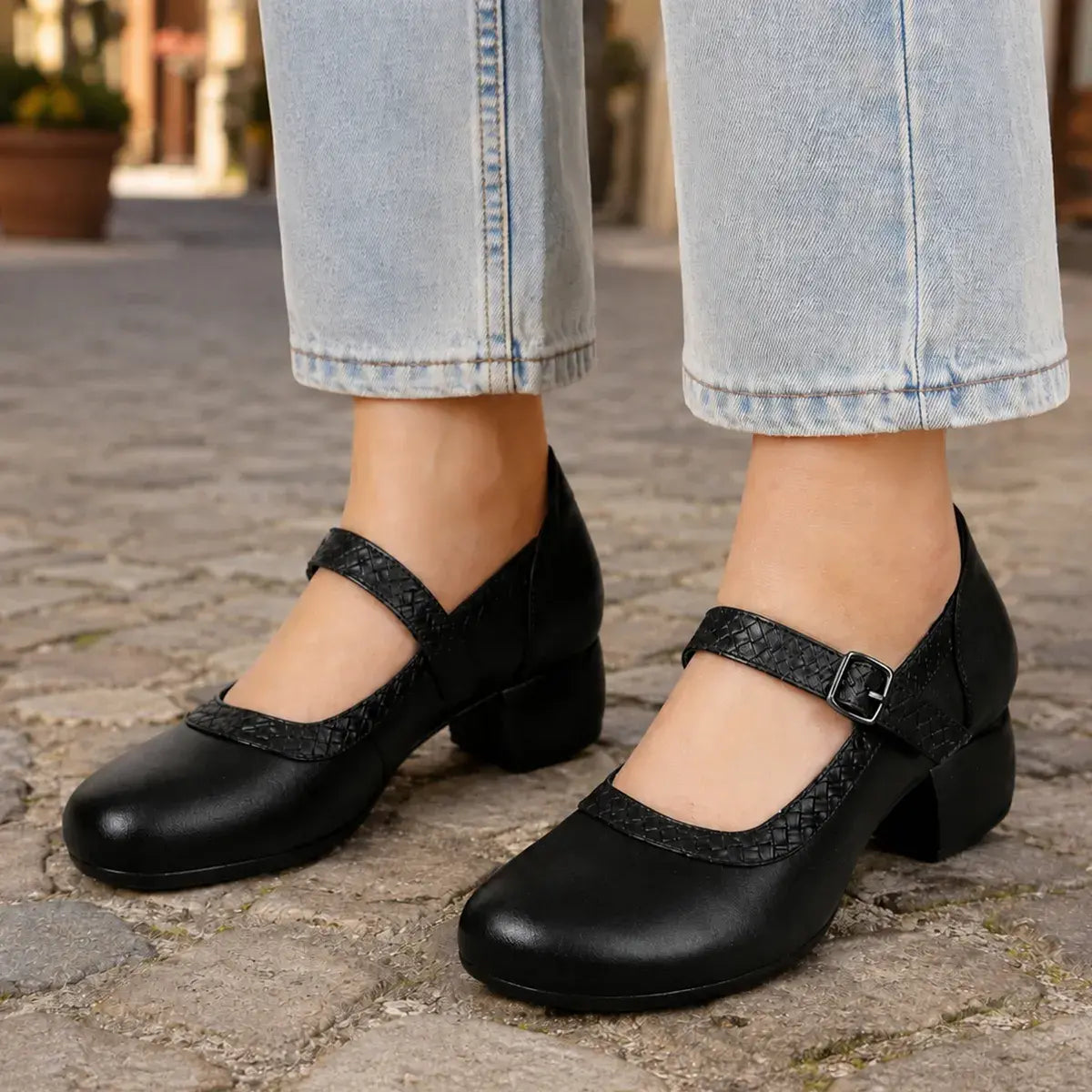【35-40】👠Klasyczna sylwetka Mary Jane — ponadczasowy design retro w połączeniu z nowoczesnym, grubym obcasem, idealna zarówno do pracy, jak i na specjalne okazje.