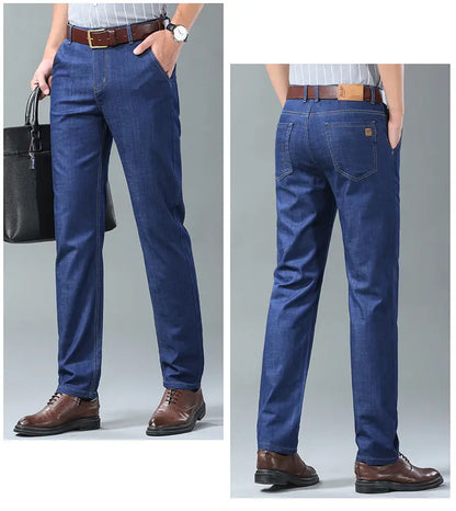 💥【60-110KG】👖 Απλά, φαρδιά και ευέλικτα ανδρικά τζιν μεγάλων μεγεθών