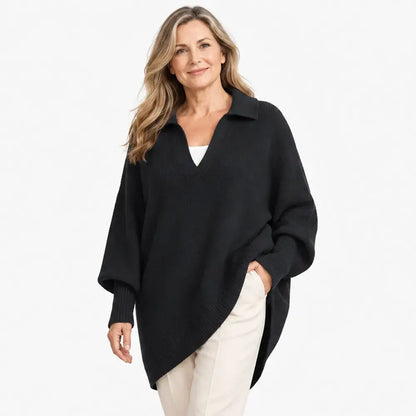 【XS-5XL】Nowy damski sweter z długim rękawem – gładki, z kołnierzykiem, luźny, w stylu oversize