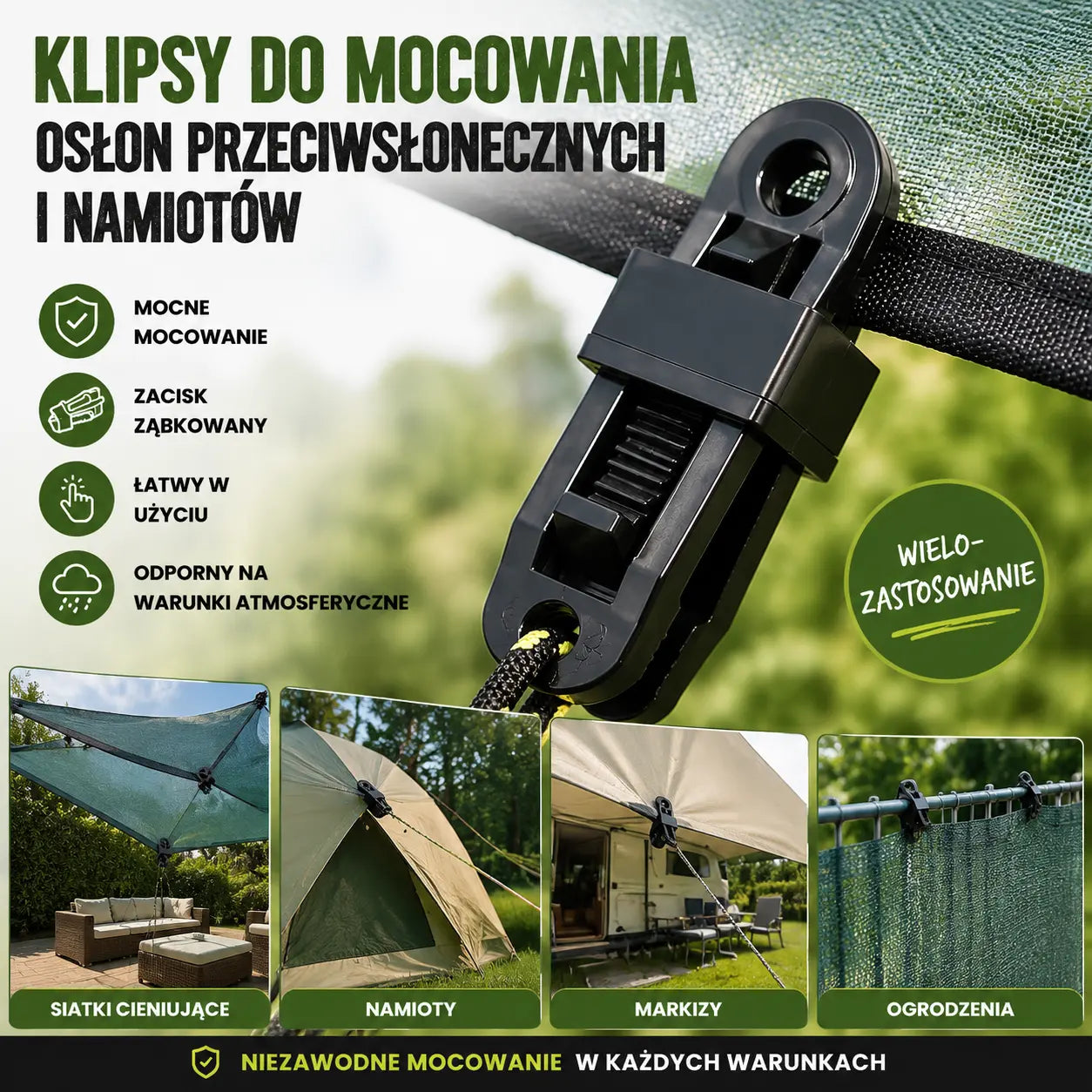🏡🌿[50 sztuk] Klipsy mocujące do siatek zacieniających, klipsy mocujące do namiotów