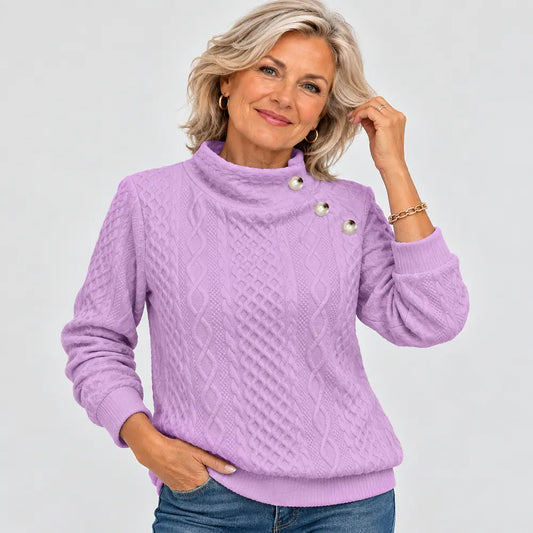 【S-XXL】Damowa bluza sportowa z wysokim kołnierzem i guzikami – casualowa, modna