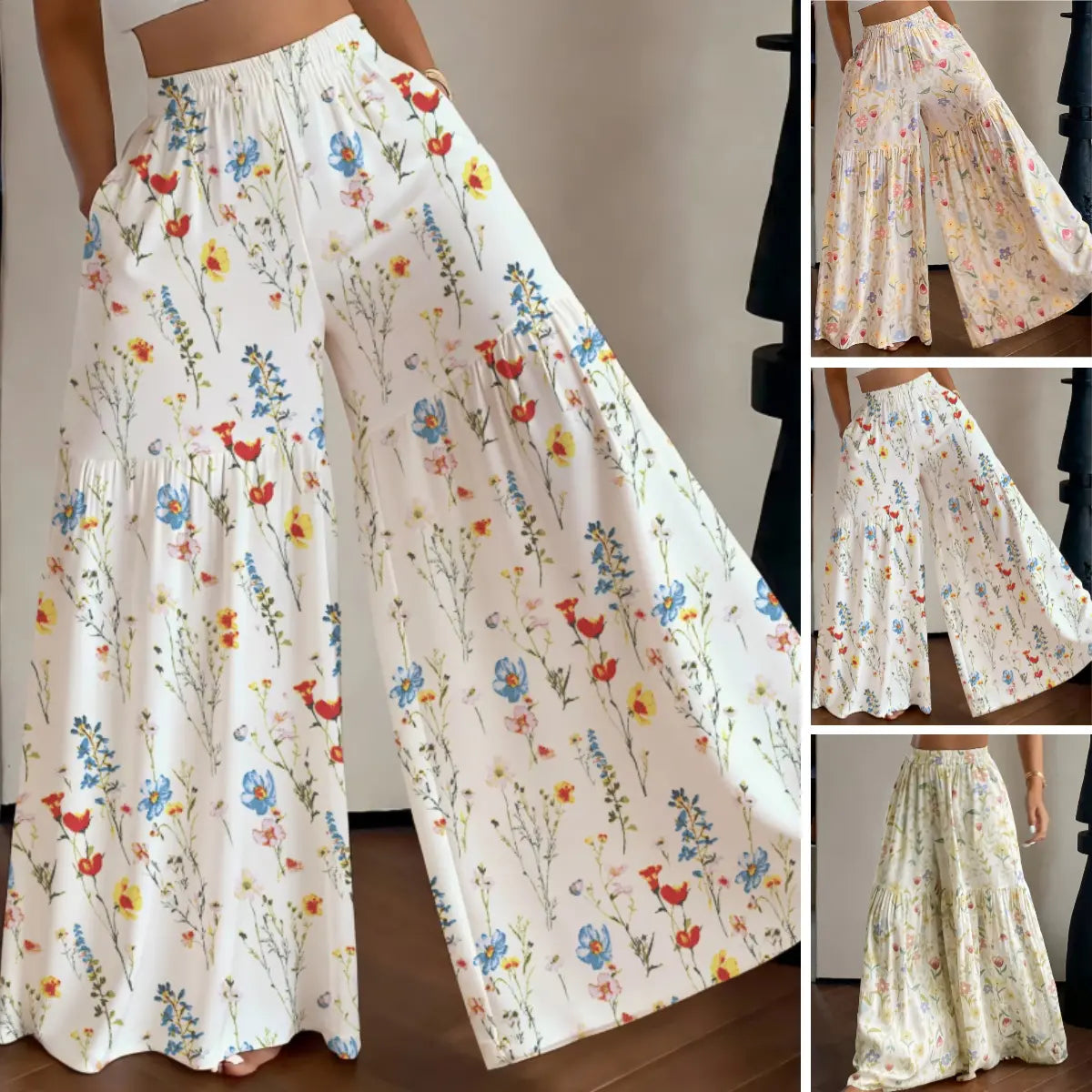 🌸✨【S-2XL】Γυναικείο παντελόνι με φαρδιά γραμμή και στάμπα, κατάλληλο για όλους τους σωματότυπους