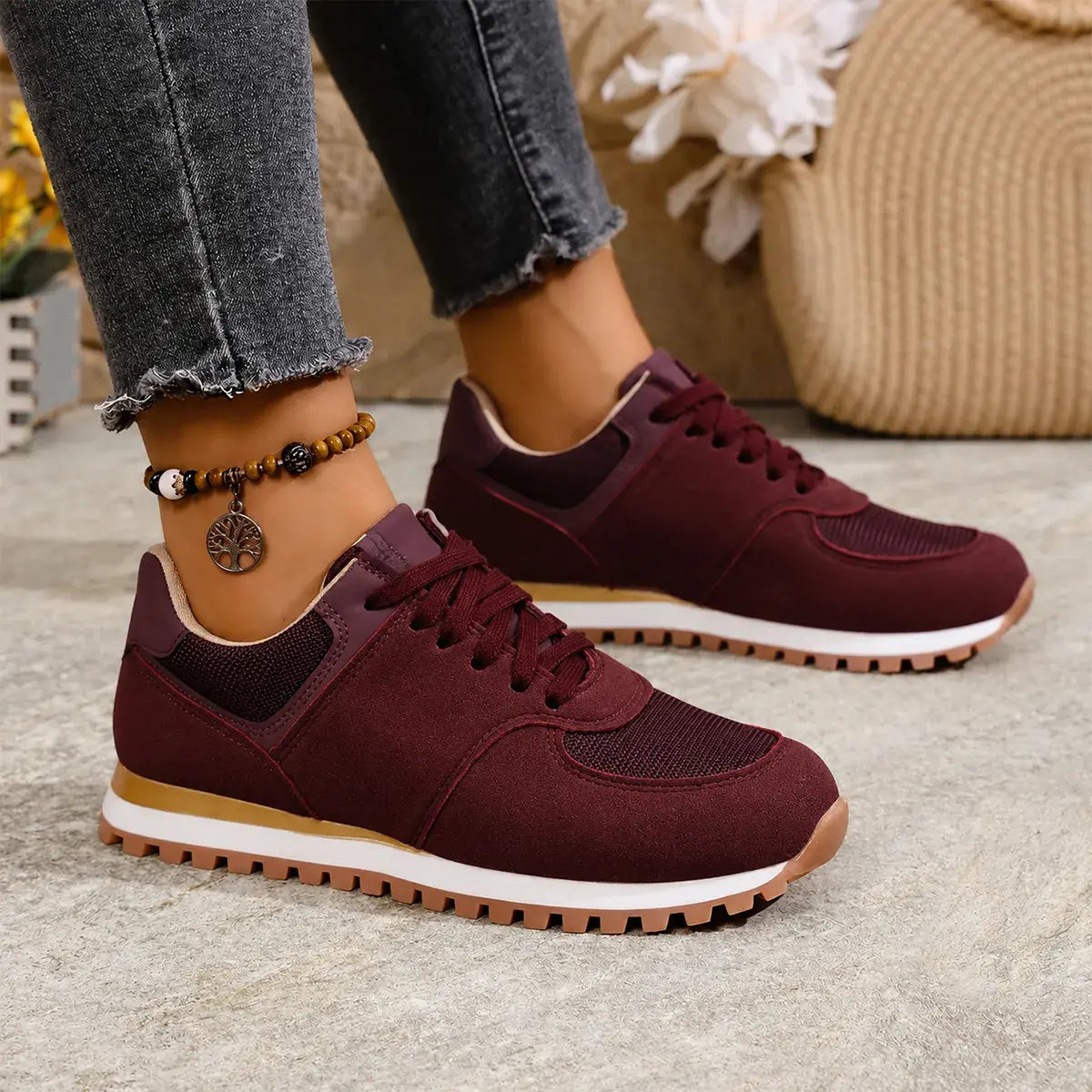 【36-43】Nowe damskie buty sportowe na sznurówki – lekkie, wygodne, oddychające, w dużych rozmiarach, idealne na co dzień