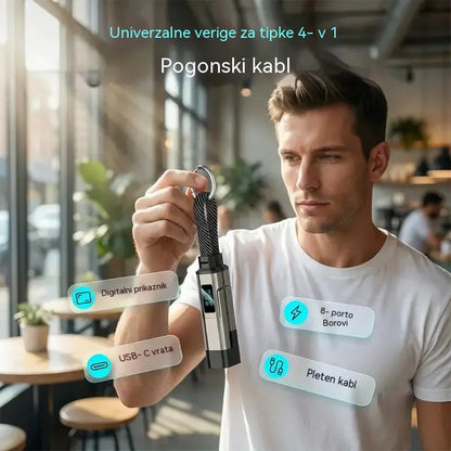 【Kupite 1, dobite 1 gratis】🔌 Polnilni kabel 4 v 1 z digitalnim zaslonom in obeskom za ključe - hitro polnjenje, odporen proti lomljenju in kompakten