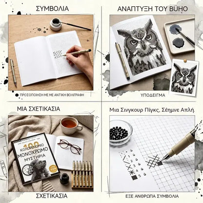 🎨🔢 Βιβλίο Χρωματισμού με Αριθμούς – 100 Μονοχρωματικά Μυστήρια σε Υψηλή Ευκρίνεια 🖤📘