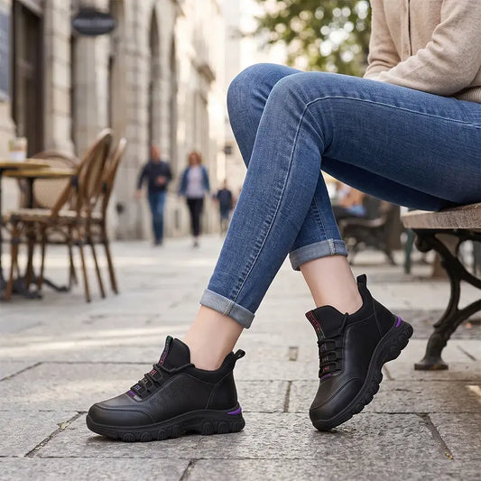✨【35-40】 Skórzane buty codzienne na platformie z podszewką z polaru