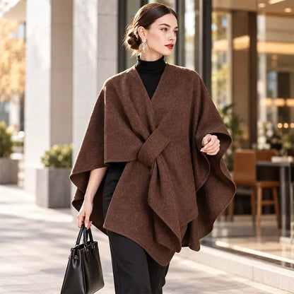 🧥 Πολυλειτουργικό υφαντό σάλι σε στιλ κάπας για το φθινόπωρο και τον χειμώνα! Κομψός σχεδιασμός σε στρώσεις, ευέλικτο στυλ, ζεστό και άνετο!