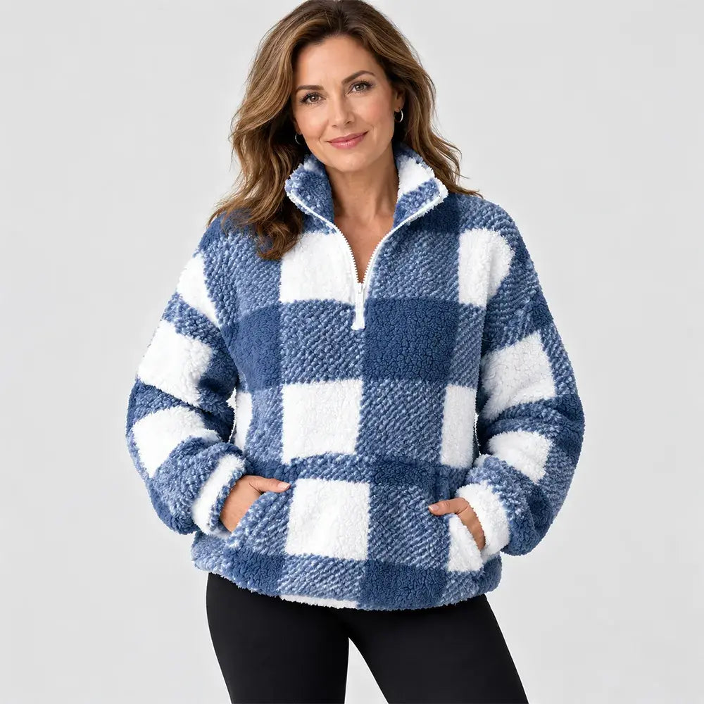 【S-5XL】🌸Niezwykle miękki polarowy sweter w kratę, który zapewnia ciepło!🧊🔥