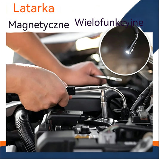🛠🚗Magnetyczny drążek do naprawy samochodów z elastycznym paskiem teleskopowym i światłem LED 💡