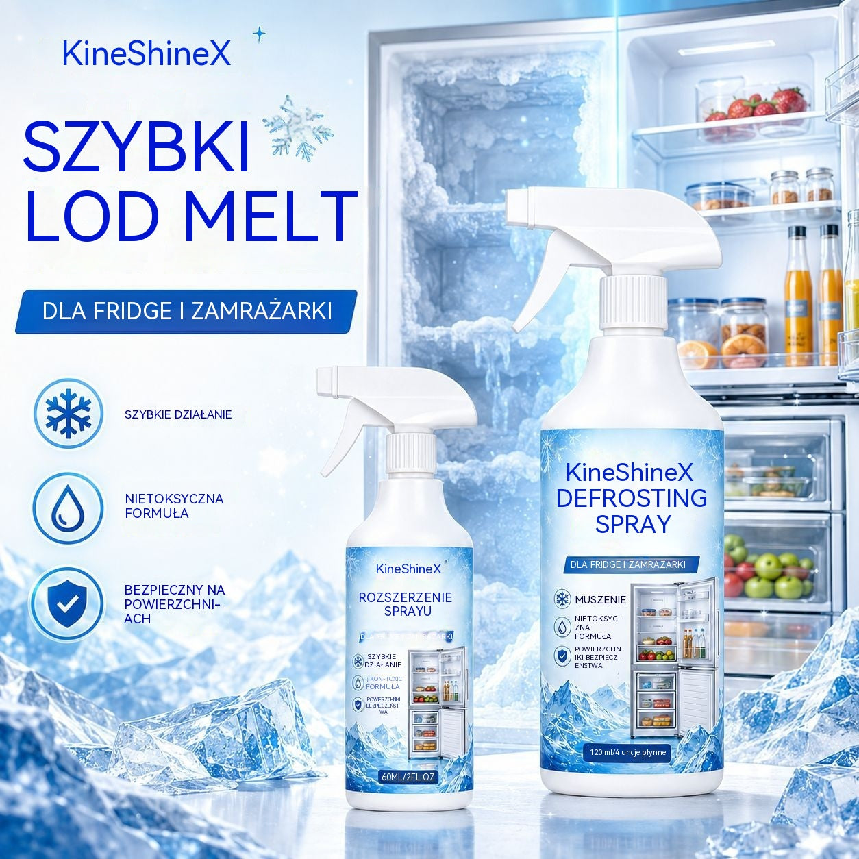 🔥【2 butelki za 99 zł】❄️ Nowy spray do odmrażania 2026 🧡 Szybko usuwa lód z zamrażarki