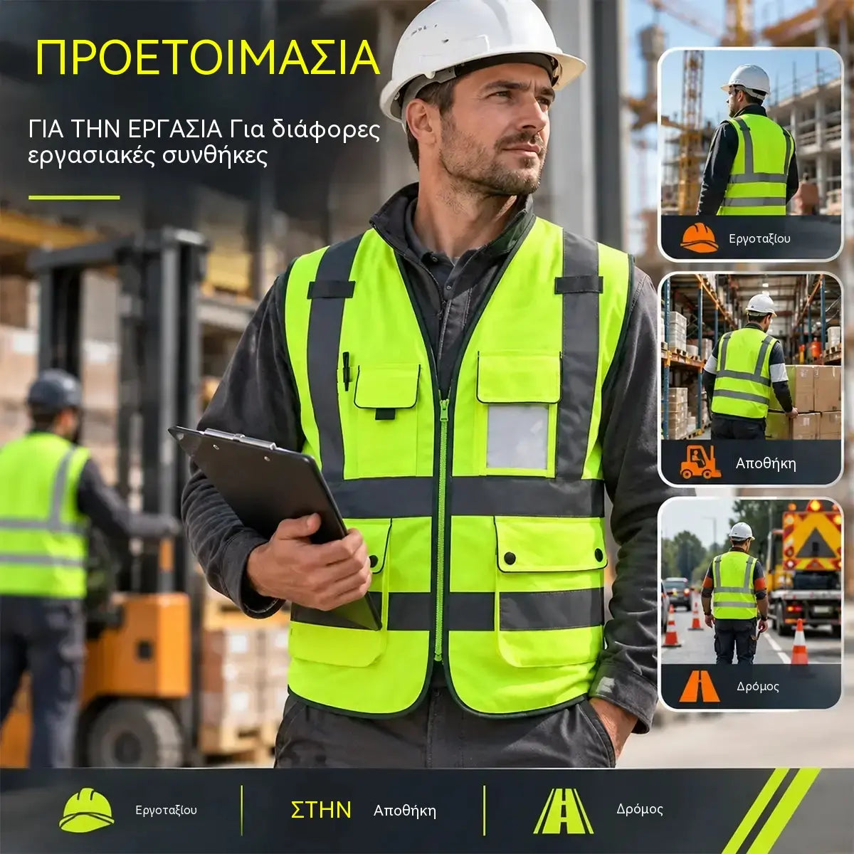 🦺 Ανακλαστικό Γιλέκο Ασφαλείας με Πολλαπλές Τσέπες – Μέγιστη Ορατότητα 360° και Πρακτικότητα για Κάθε Εργασιακό Περιβάλλον!