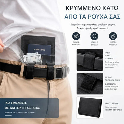 ✈️ Αόρατη αντικλεπτική θήκη διαβατηρίου — Μια λεπτή τσάντα μέσης ασφαλείας για ταξίδια που μπορεί να χωρέσει μετρητά, κάρτες και έγγραφα.