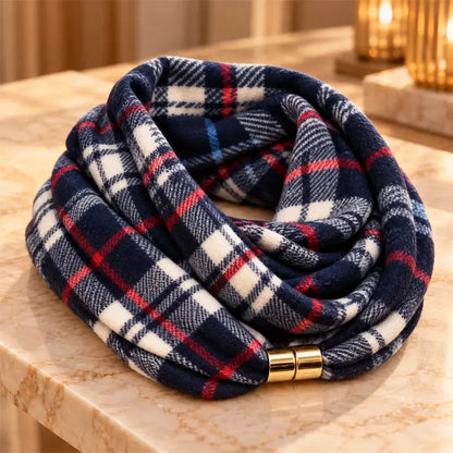 🧣 Κασκόλ-λαιμός με καρό μοτίβο και μαγνητικό κούμπωμα · Απαλό υλικό, με αίσθηση κασμίρι · Κομψό αξεσουάρ για το φθινόπωρο και τον χειμώνα · Άνετο και εύκολο στη χρήση!