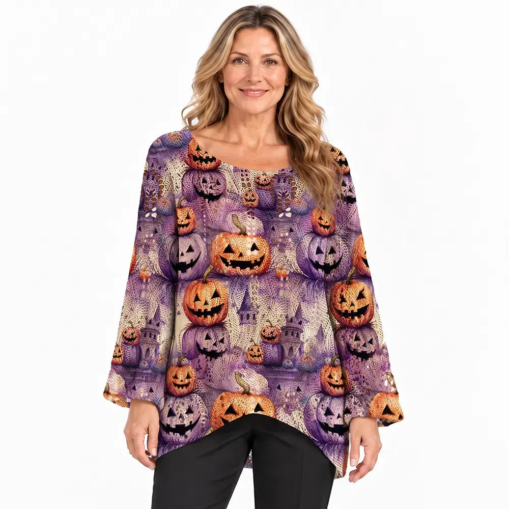 【S-5XL】👻😍 Wyjątkowy damski top z motywem halloweenowym – wygodny i stylowy