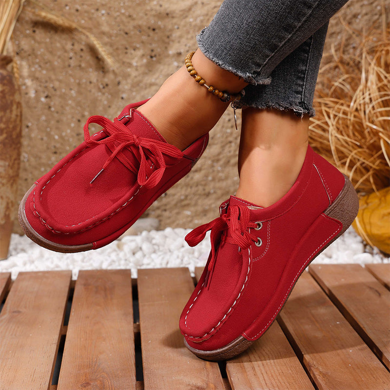 🔥🌟【50% zniżki】Damskie buty na grubej podeszwie z zaokrąglonym noskiem – Wygodne i nowoczesne buty z podparciem dla stóp, które amortyzują wstrząsy i pomagają w utrzymaniu prawidłowej postawy.