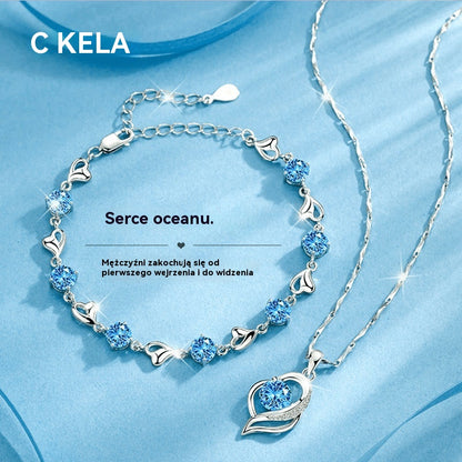 Zestaw bransoletki i naszyjnika ze srebra 925 – Heart of the Ocean