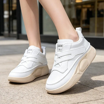 👟Damskie trampki na platformie z miękkiej skóry – gruba, antypoślizgowa podeszwa – oddychające, amortyzowane buty do chodzenia, odpowiednie do podróżowania i biegania