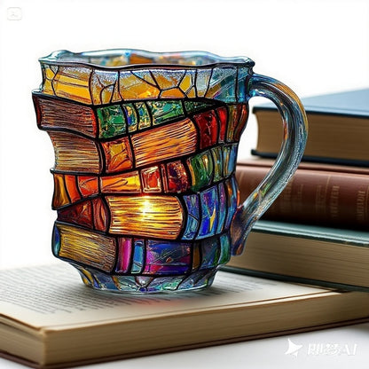 📚🎁 2025 Nowy modny kubek do kawy w kształcie książki z malowanym wzorem 3D ✨