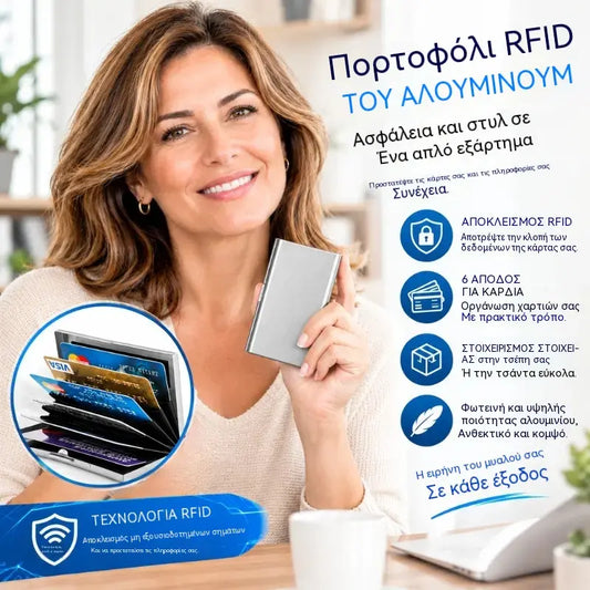 🛡️✨ Μεταλλικό πορτοφόλι καρτών από ανοξείδωτο χάλυβα με προστασία RFID – Αντιμαγνητικό πορτοφόλι καρτών, μικρό και φορητό 💳
