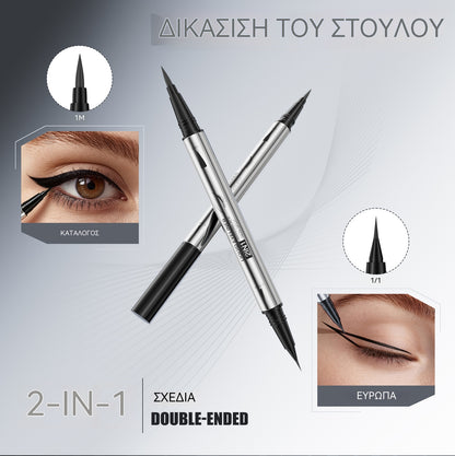 【2 στοιχεία】Μαύρο, λείο, εξαιρετικά λεπτό eyeliner διπλής όψης, αδιάβροχο και ανθεκτικό στο λάδι.