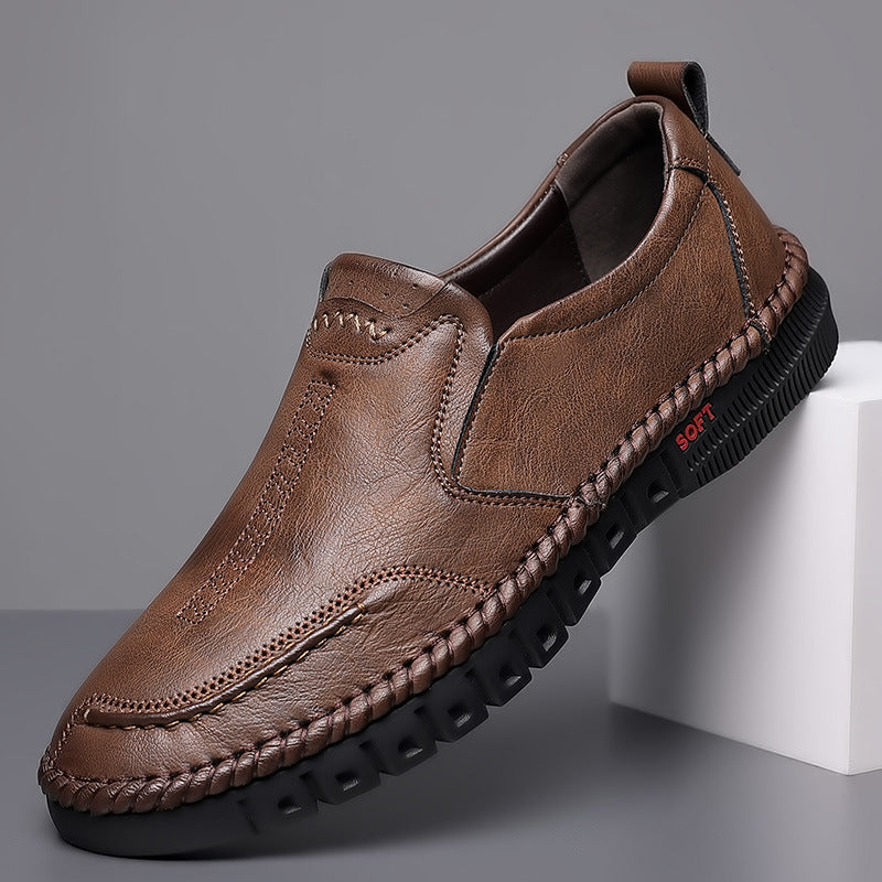 【39-44】Eleganckie nowe męskie obuwie codzienne ze skóry, z miękką podeszwą i antypoślizgowym spodem