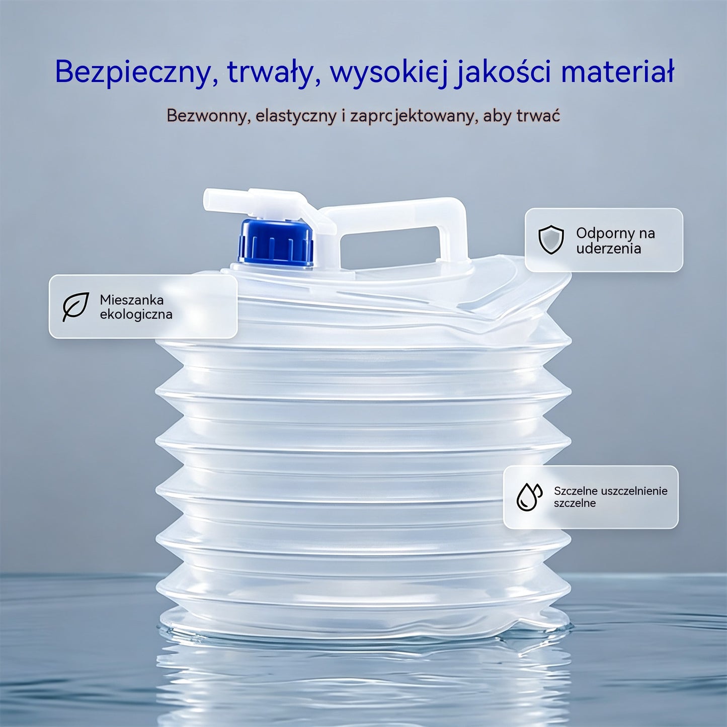 💧🚰 Składany pojemnik na wodę z kranem – pojemność 5 litrów, kompaktowy i praktyczny, idealny na kemping 🏕️✨