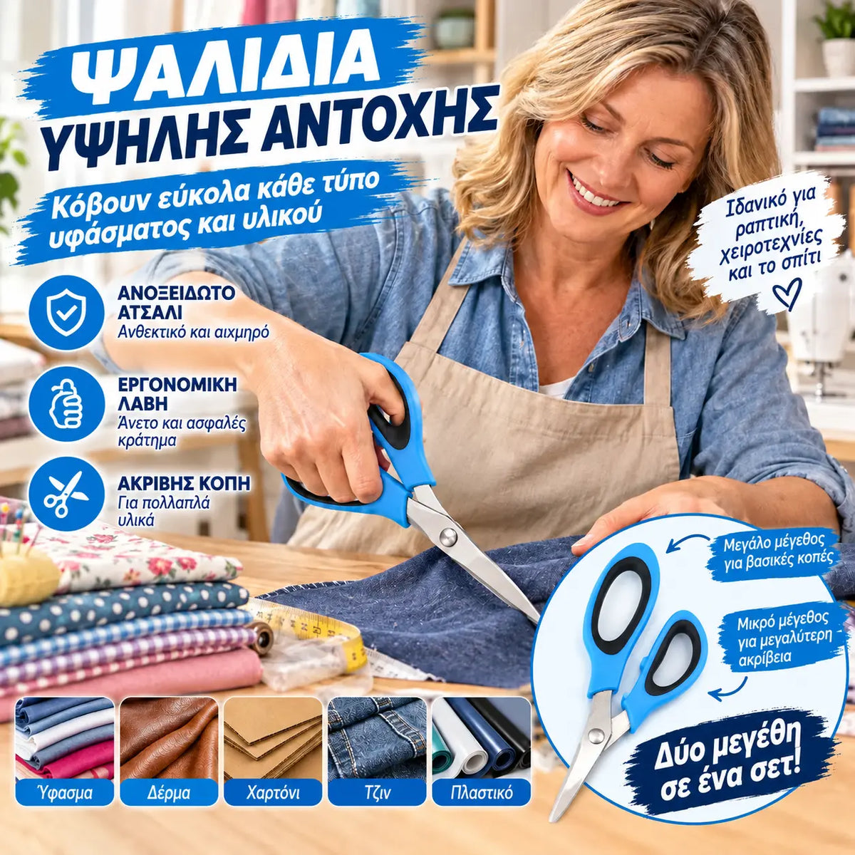 🔥Αγοράστε 1 και πάρτε 1 δωρεάν✂️ Επαγγελματικό ψαλίδι με οδοντωτή οδοντωτή λαβή — Sharp οδοντωτό ψαλίδι υφάσματος