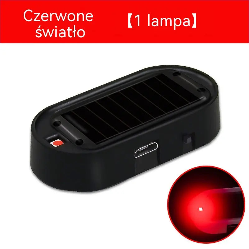 1 sztuka 79 zł 🎁🚗💥 Kompaktowa lampka ostrzegawcza LED przeciw kradzieży, zasilana energią słoneczną