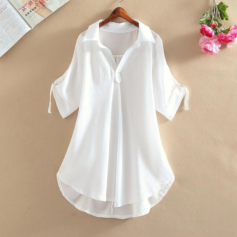 💗【S-3XL】Lagana ljetna bluza od šifona za žene – prozračna, širokog kroja, skriva trbuh, idealna za svakodnevno nošenje i uredski stil