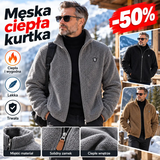 🔥🔥😍30% zniżki!🔥【M-4XL】🐏Nowa zimowa kurtka z jagnięcej skóry męska Gruby, ciepły, swobodny płaszcz męski