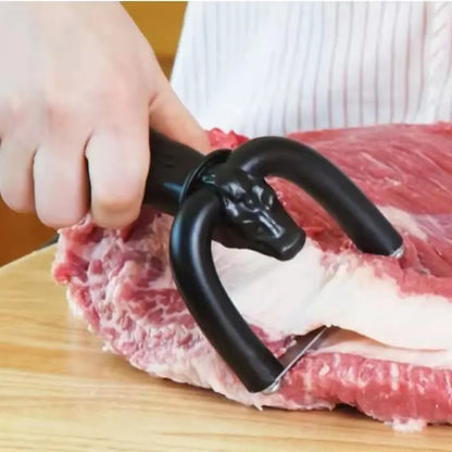 🥳50% zniżki🥩🔪 Ręczny odtłuszczacz do mięsa i wieprzowiny: Uchwyt w kształcie litery U usuwa tłuszcz powierzchniowy, minimalizując marnowanie chudego mięsa. Ostrza ze stali nierdzewnej i ergonomiczny uchwyt. 🧑‍🍳✨