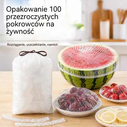【200 sztuk】Jednorazowa przezroczysta folia, idealna do pojemników i żywności. Pasuje idealnie, zapewnia dobre uszczelnienie i jest łatwy w użyciu.
