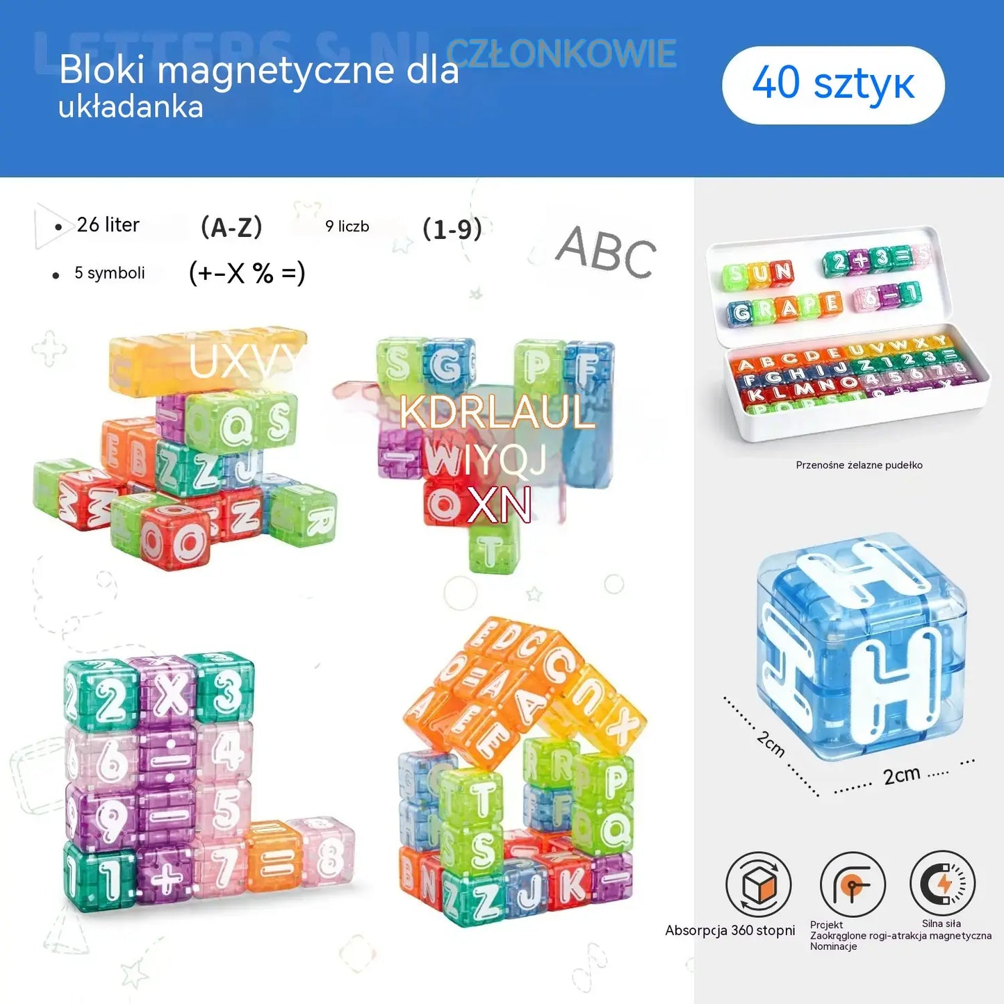 📢📢40% zniżki tylko przez ograniczony czas! 【40 klocków + pudełko do przechowywania】⏰Magnetyczne klocki z literami i cyframi dla dzieci