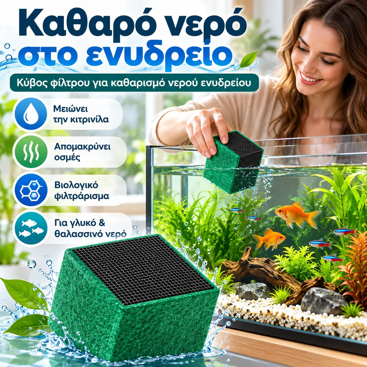 1 τεμάχιο 27 ευρώ 🐠Κύβος φίλτρου ενεργού άνθρακα για τον καθαρισμό του νερού σε ενυδρεία