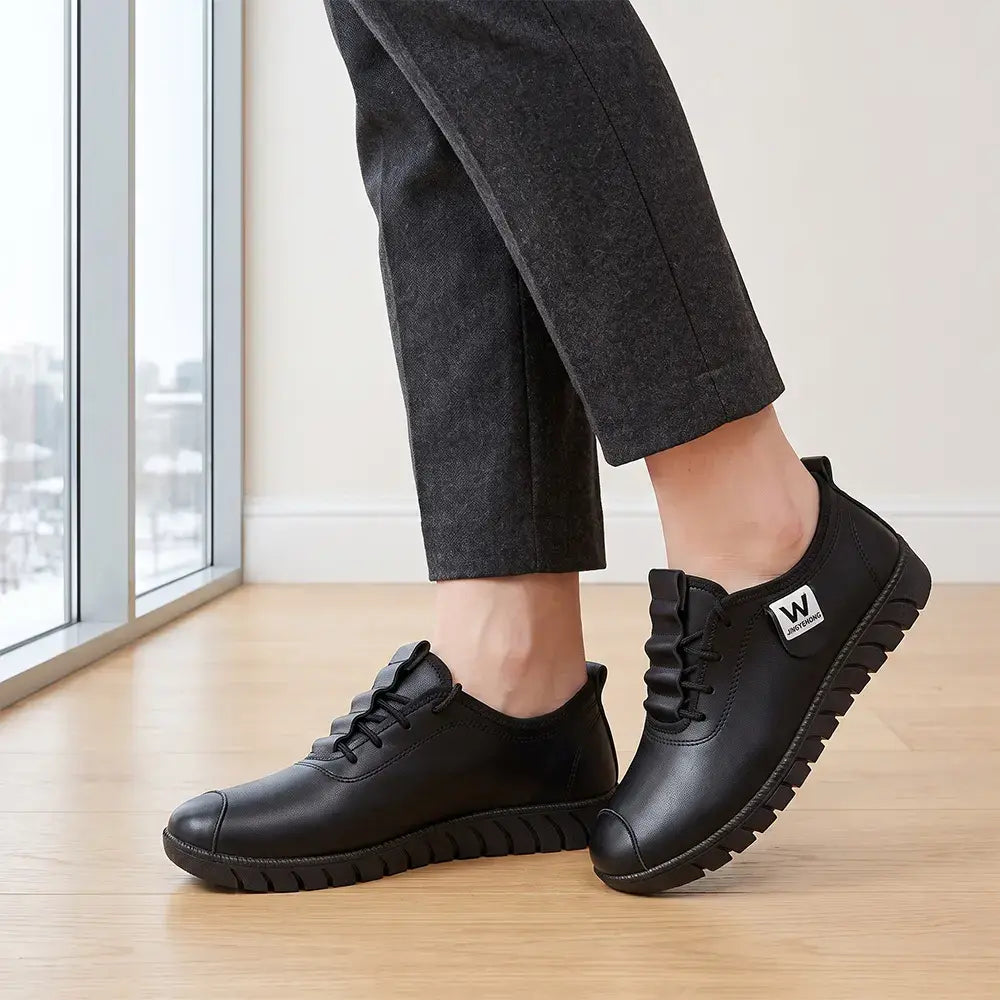 【36-41】Nowe damskie buty zimowe – ocieplane, ze skóry, na miękkiej podeszwie, płaskie, wygodne dla mam