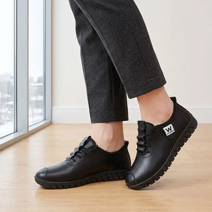 【36-41】Nowe damskie buty zimowe – ocieplane, ze skóry, na miękkiej podeszwie, płaskie, wygodne dla mam