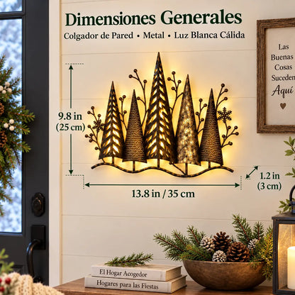 🎄🕯️ Φωτιζόμενη μεταλλική διακόσμηση τοίχου με δασικό θέμα και vintage έμπνευση 🌙