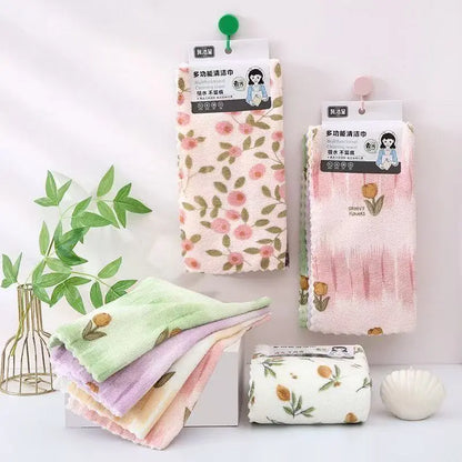 2 σετ (16 τεμάχια) 28€🧼【30 εκ. × 30 εκ.】💢✨ Πετσέτες κουζίνας από κοραλί φανέλα για οικιακή χρήση